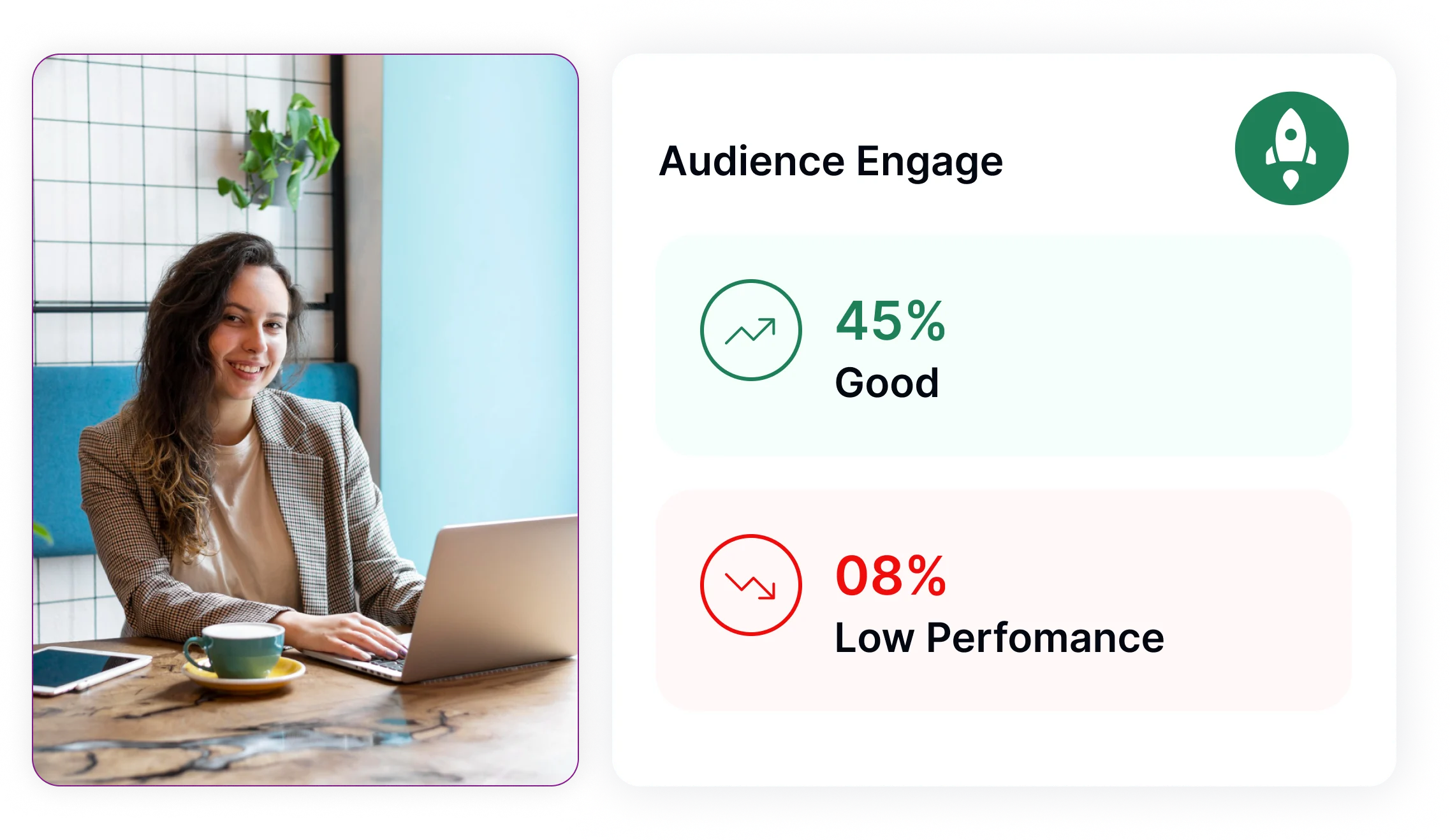 사용자 아이콘이 있는 위쪽 화살표는 TikTok 크리에이터를 위한 Speaktor의 쉬운 계정 성장을 상징합니다.