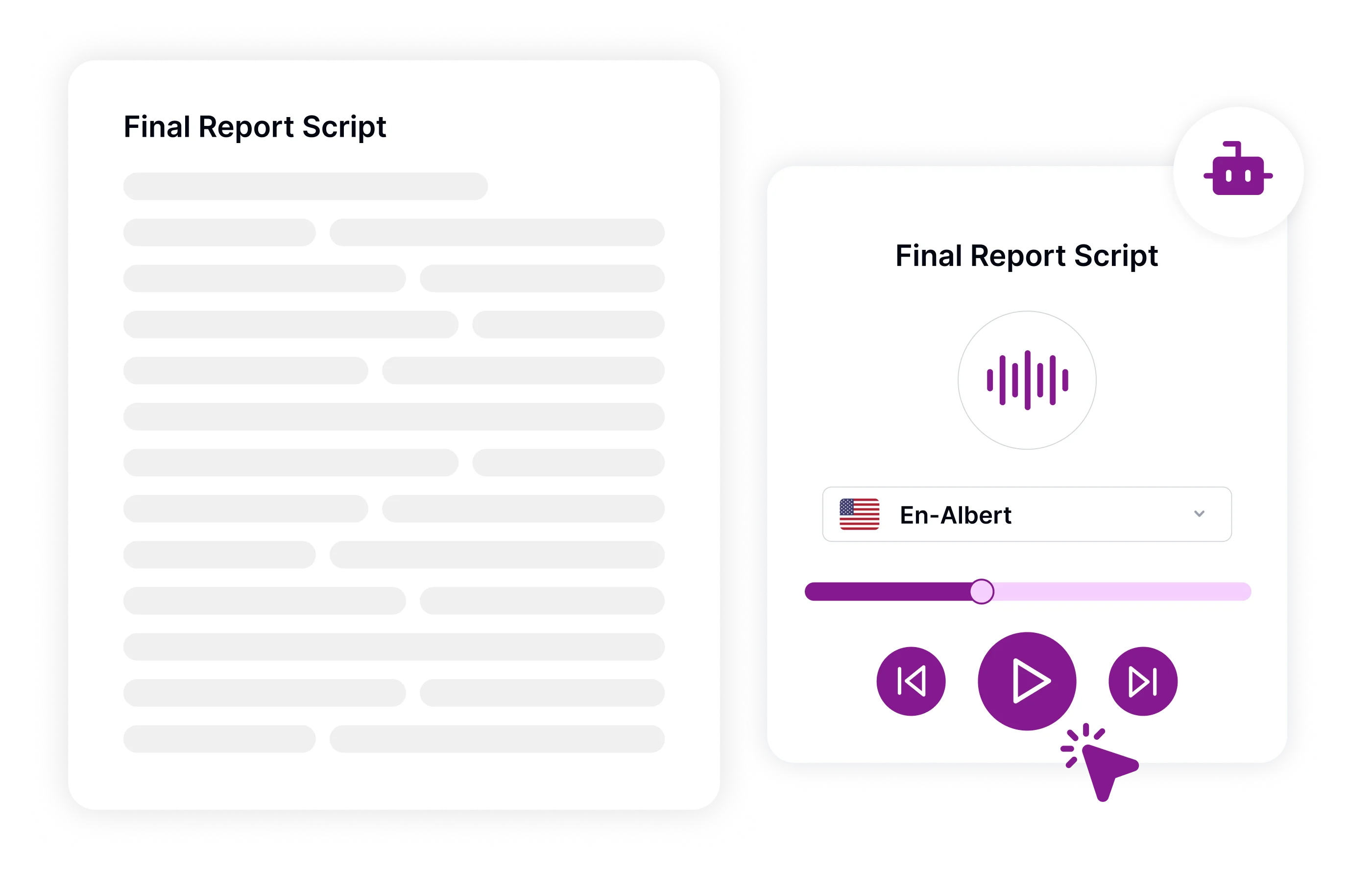 Ikon speaker dengan teks Baca dengan Loud Text-to-Speech, yang menunjukkan fitur untuk membacakan teks dengan lantang.