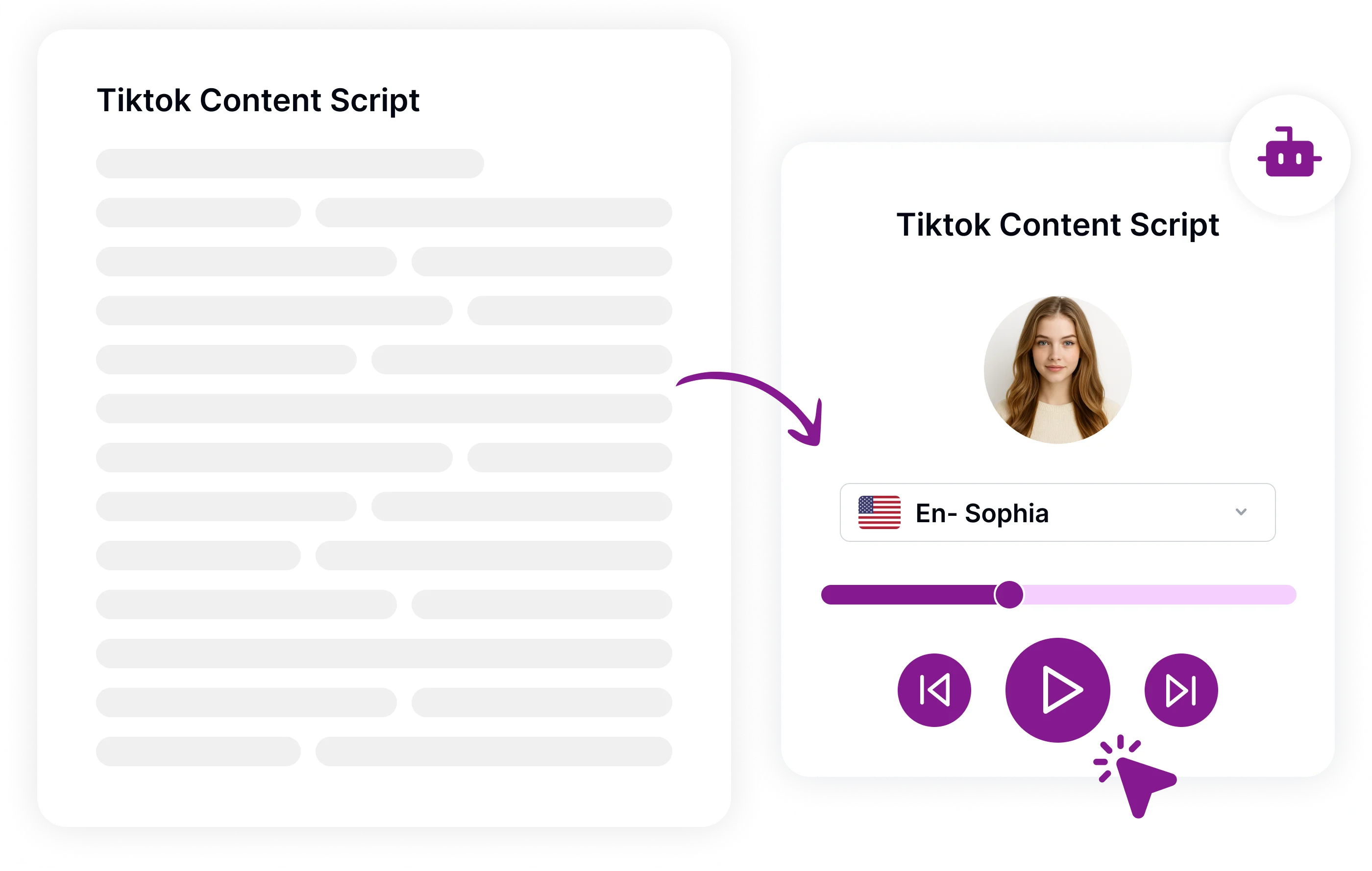오디오 표현이 있는 TikTok 콘텐츠 스크립트에 대한 시각적 가이드입니다.